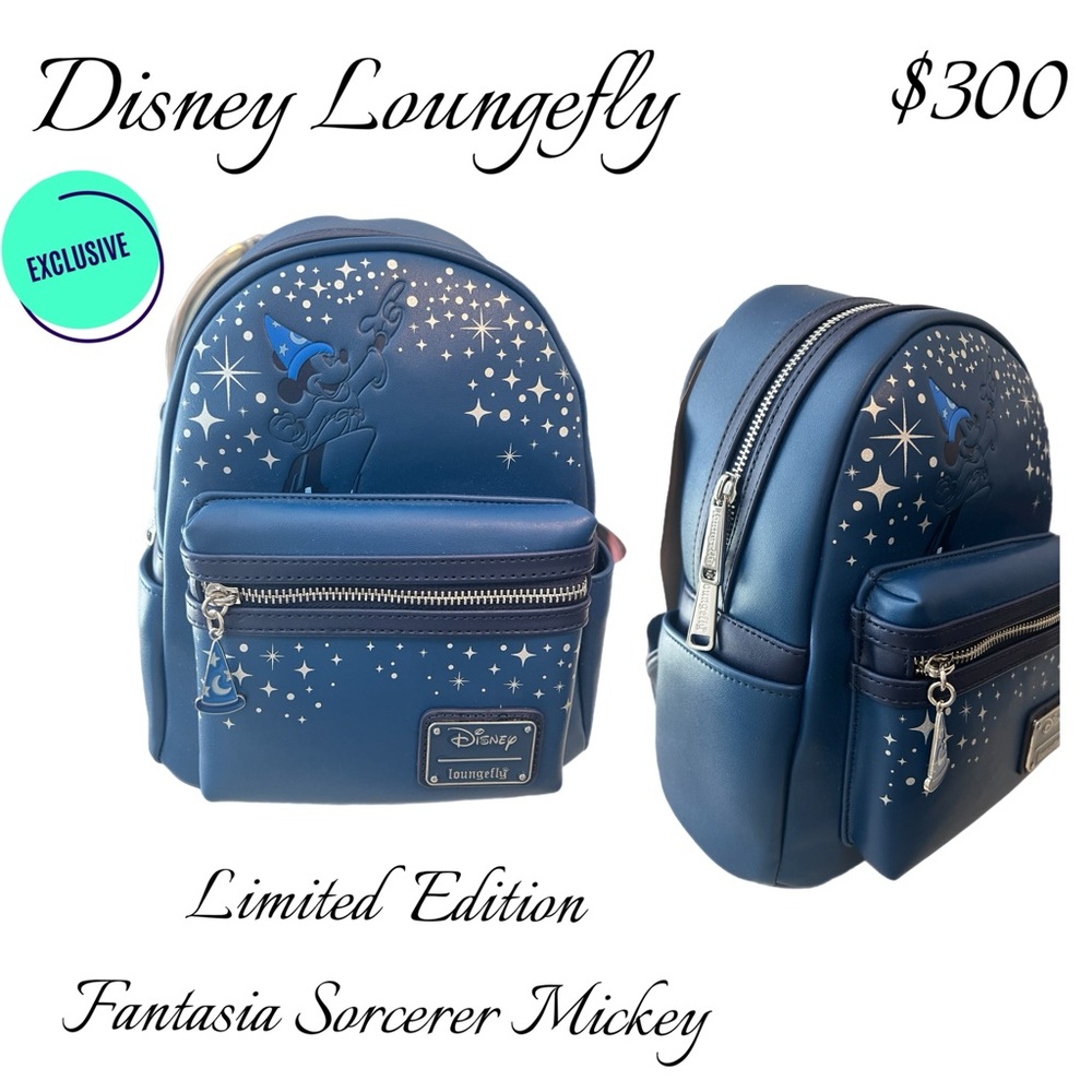 Loungefly Blue Fantasia Sorcerer Mickey Backpack